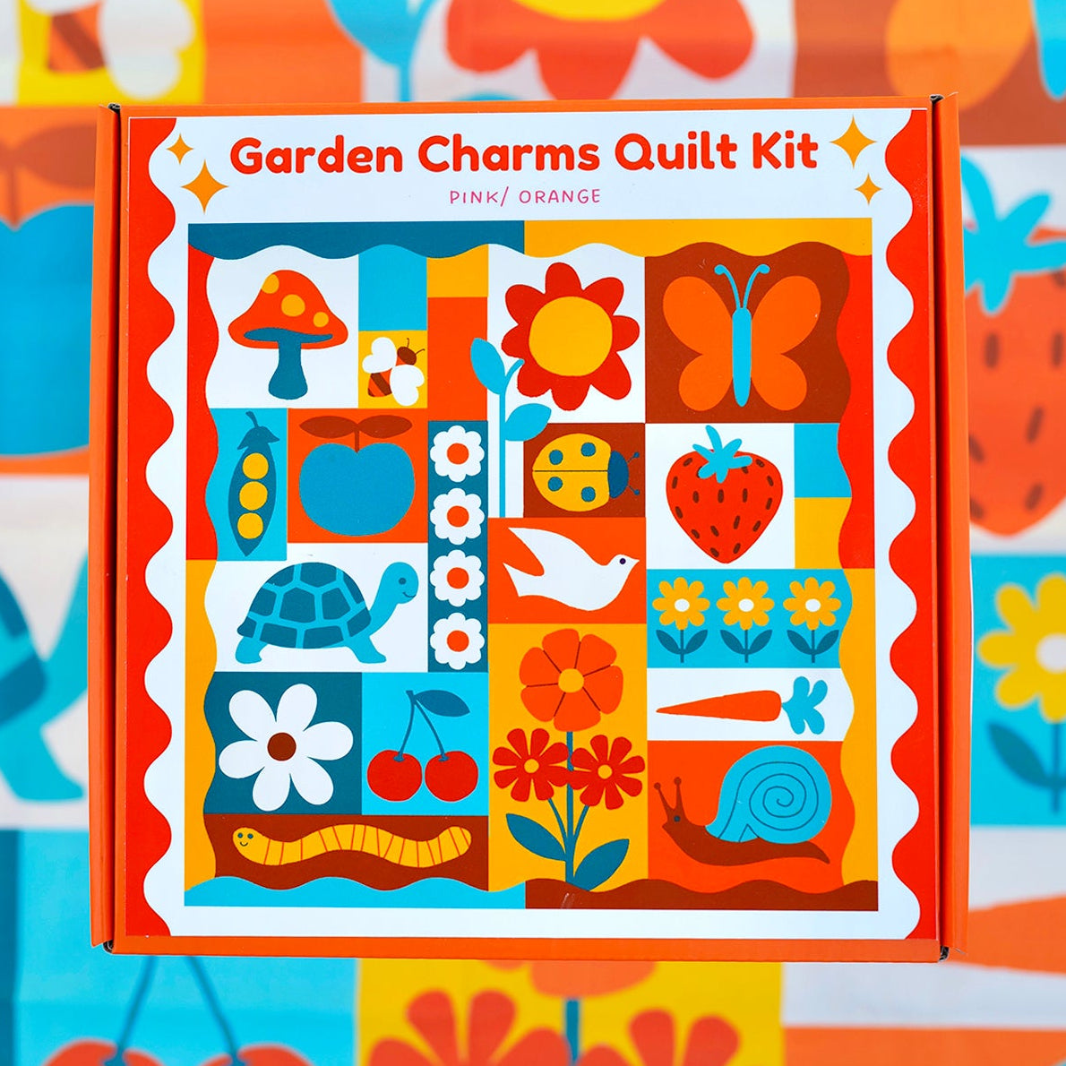 Garden Charms Quilt Kit - Blue/ Orange