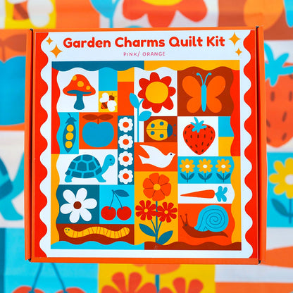 Garden Charms Quilt Kit - Blue/ Orange