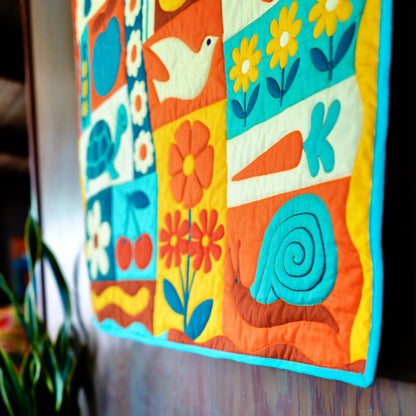 Garden Charms Quilt Kit - Blue/ Orange